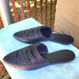 Tory Burch navy mules
